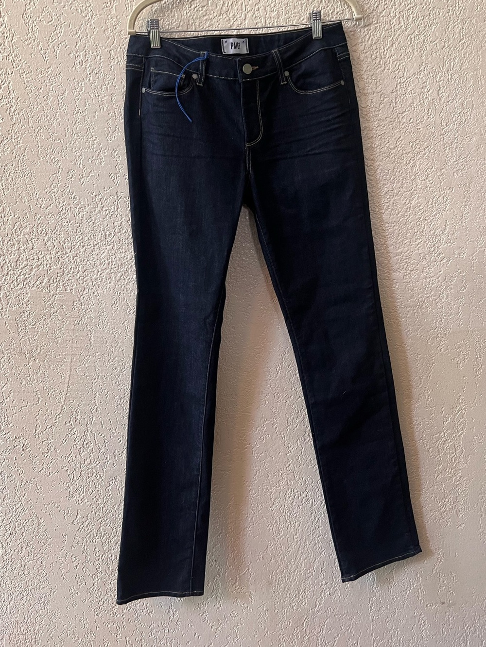 Paige Peg Straight Jeans Sz 31/12 Dark Wash Mid Rise NWOT - Picture 2 of 8